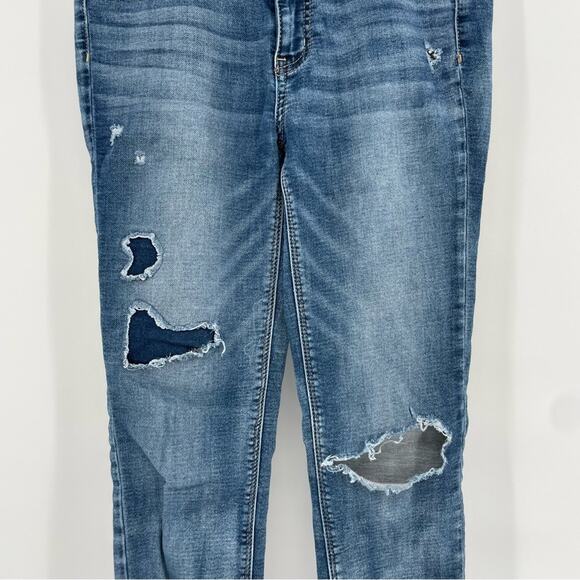 American Eagle Outfitters Hi-Rise Jegging Super Stretch Ripped Blue Jeans Size 4 - Picture 6 of 14